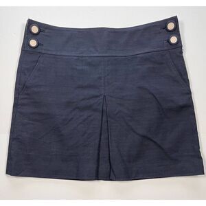 J.Crew Navy Blue Linen Blend Lined Sailor Style A Line Skirt Size 14 Pockets Zip